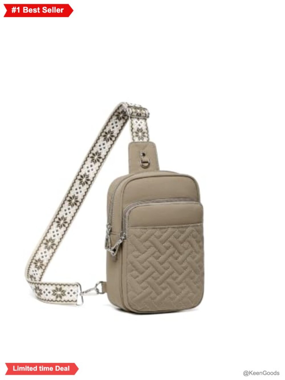 Small Anti Theft Sling Bag RFID Blocking Quilted Nylon Crossbody Travel Purse